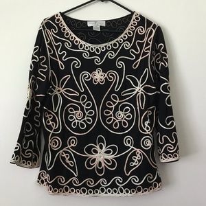 Once 1 Again Beautiful Black Long Sleeve Top